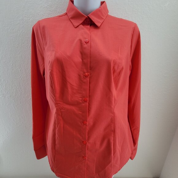 NEW Worthington Shirt Women’s 6 Scarlet Ibis Long Sleeve Button Fitted Stretch - Picture 7 of 11